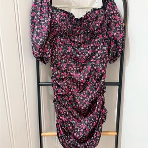 For Love & Lemons Melrose Ruched Floral Mini Dress by